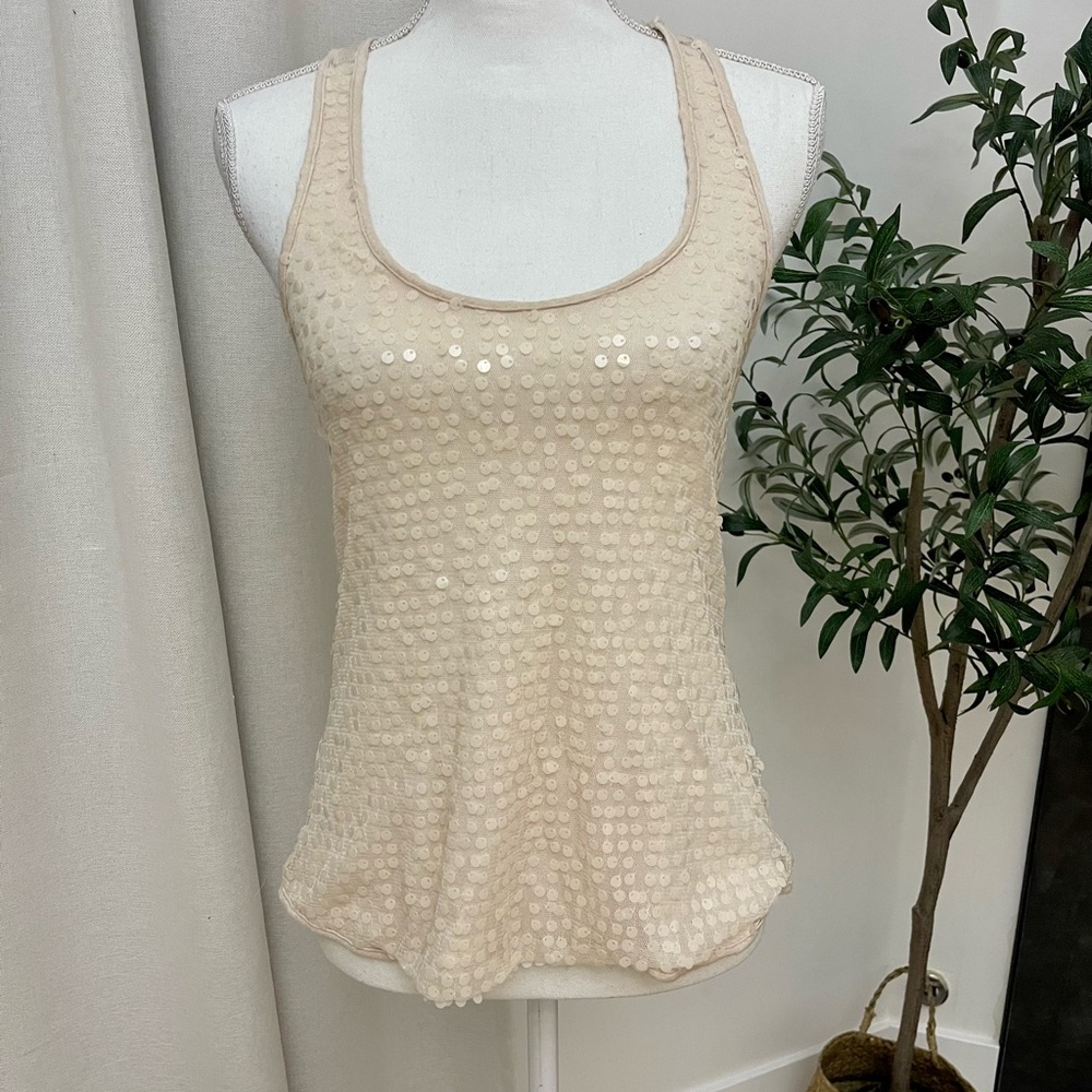 Blush Pink Sequins Racerback Tank Top
